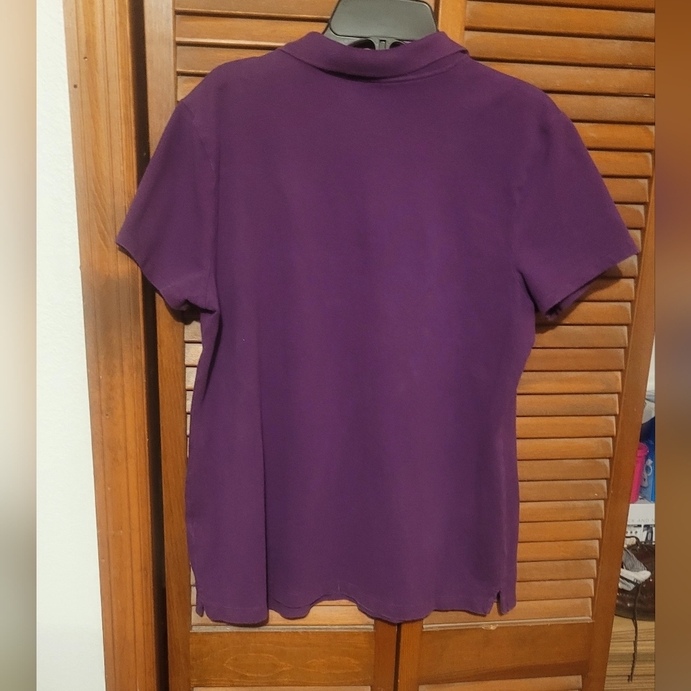 Croft & Barrow Women's Plum Purple Button-Front Classic Polo. Size Large - Picture 3 of 6